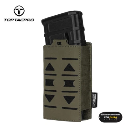 TOPTACPRO Tactical Mag Pouch MOLLE Single Mag Carrier Laser Cut 5.56mm Airsoft