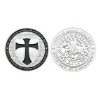 Silver Plated Medal Knights Templar Black Cross Crusaders Shield Challenge Coin