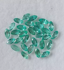 2 Stück, 3x6 mm natürlicher sambischer Smaragd Marquise Form geschliffener Stein/RJS-441 - Bild 1 von 6