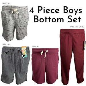Casual Pullon 4 Piece Shorts/ Sweatpants Set For Toddler Boy's Sizes 4T-XS (4-5) - Picture 1 of 17