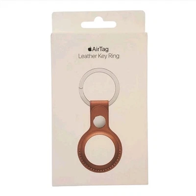 Apple MX4M2ZM/A AirTag Leather Key Ring Saddle Brown Genuine New Sealed - Image 1 of 4