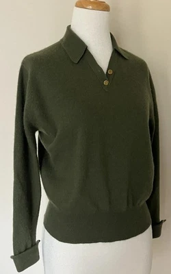 Suéter de Colección Ballantyne of Peebles Verde CACHEMIRA PURA Cuello en V Gemelos Talla S-M Foto 1 de 4