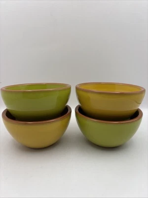 Pier 1 Imports tazas de inmersión de terracota ~ amarillo y verde lima ~ juego de 4 Foto 1 de 4