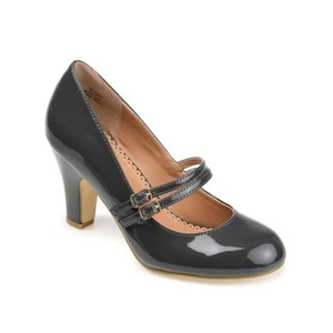 Journee Collection Gray Patent Mary Jane Heels - Picture 1 of 8