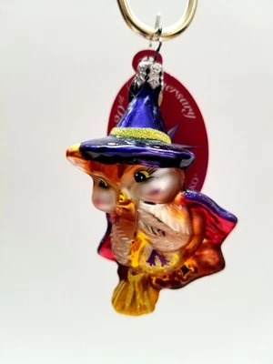Christopher Radko - Witch Winger Gem #1011723 Owl In Witch Hat Riding Broom  - Image 1 of 4