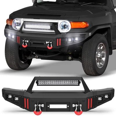 For Toyota FJ Cruiser 2007-2014 Front Bumper Steel With LED Lights & Bull Bar - Изображение 1 из 4