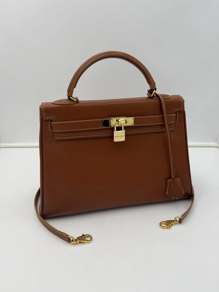 CLASE ALTA por Claudio Budel 1971 MILANO Sac à Main de Voyage 32 becerro marrón dorado Foto 1 de 4