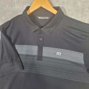 Camisa Polo Travis Mathew Para Hombre Grande Negra Gris Rayas Gentex Golf Performance - Imagen 1 de 9