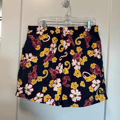 L.L. Bean Mens Swim Trunks Shorts Lobster Hibiscus Floral Print Novelty Vacation - Image 1 of 4