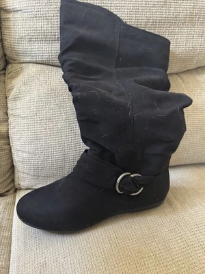 New - Size 12W (Wide) Womens Cloudwalkers Black Sasha Tall Suede Boots Zip Flat - Image 1 of 4