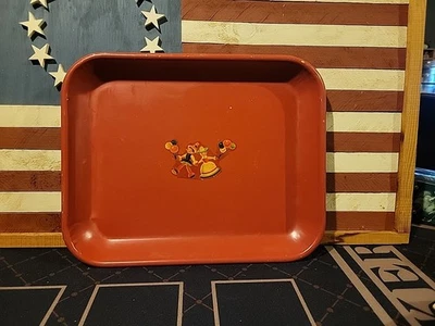 Vintage Metal Serving Lap Trays Decorative MCM Boy Girl w/ballons  - Image 1 of 4