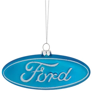 Northlight 5" Azul y Blanco "Ford" Logo Coleccionable Vidrio Adorno de Navidad - Imagen 1 de 4