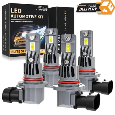 Combo de bombillas de faros LED 6500K alto bajo paquete de 4 para Mack Granite GU713 9005 9006 Foto 1 de 4