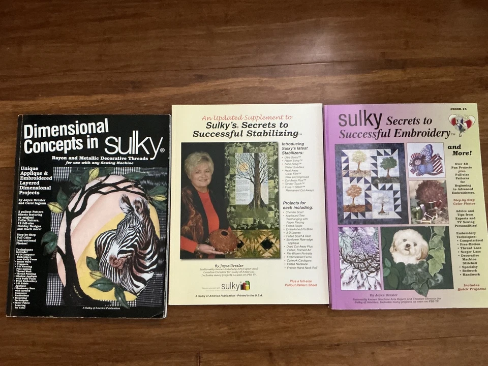 Set of 3 Sulky Secrets books for Embroidery, Stabilizing, & Decorative Threads - Image 1 of 4