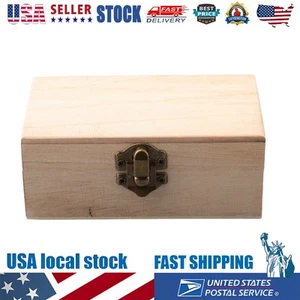 Plain Wood Wooden Square Hinged Storage  Boxes Craft  Box - Picture 1 of 70