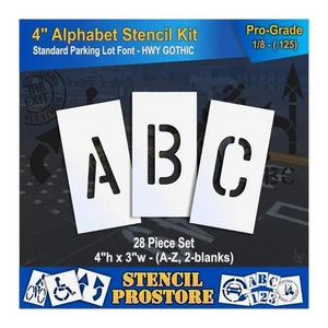Curb and Median Stencils - 4 inch Alphabet KIT Stencil Set - (28 Piece) - 4" ... - Picture 1 of 7
