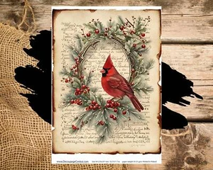 Cardinal Postcard | A4 Rice Paper | Paper for Decoupage - Picture 1 of 5