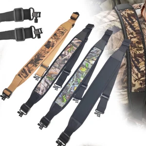 Camouflage Two Point Rifle Gun Sling With Swivels Shoulder Padded Hunting Strap - Picture 1 of 20