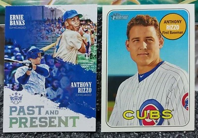 2018 Panini Donruss Diamond Kings Ernie Banks & Topps Heritage Anthony Rizzo  - Image 1 of 2