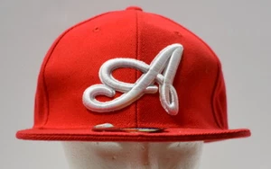 Cap Hat Pit Bull Embroidered Letter A Red Baseball Fitted Size Small 22.25" D - Picture 1 of 9