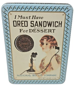 Oreo Collector Tin Box I Must Have Oreo Sandwich For Dessert 1986 - Picture 1 of 4
