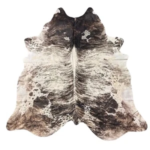 Gorgeous Grey Brindle Tricolor Cowhide Rug (Grey, Black & White) 8x6.5 ft D-654 - Picture 1 of 8