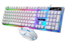 Rainbow LED Gaming Keyboard and Mouse Combo | Backlit USB Wired Set - Picture 1 of 6