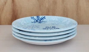 Set of 4 Target 2003 Blue Snowflake Winter Earthenware Salad Plates by Home - Picture 1 of 16