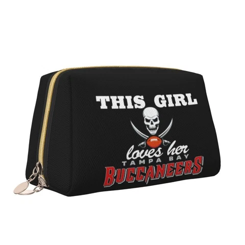 Tampa Bay Buccaneers This Girl Loves Her Leather Makeup Bag Cosmetic Storage Bag Cover