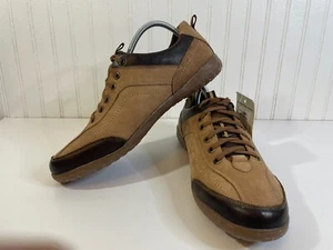 Muk Luks Men's Size 11 Brown Cow Leather Low Top Lace-Up Casual Sneakers Shoes - Picture 1 of 13