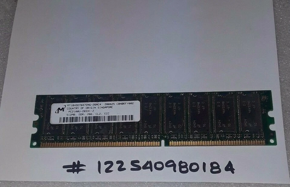512MB DDR1 PC2100E  266MHZ PC 2100  266  184PIN ECC  DUAL RANK NON-REG 32X8 - Image 1 of 1