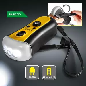 Handkurbel-Taschenlampe + FM Radio Notfallleuchte 3-LED Hand-Dynamo-Campinglicht - Bild 1 von 9