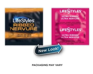 Lifestyles RIBBED Pleasure Condoms, Lubricated Latex Condom, Value Packs! Save $ - Picture 1 of 4