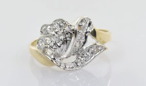 Vintage Diamond Accented Ring 14k Yellow & White Gold .26 Carats Size 7.5 - Picture 1 of 4