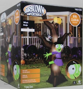 Gemmy Halloween 8 ft Animated Tree with Witch Owl Broom Airblown Inflatable - Picture 1 of 2