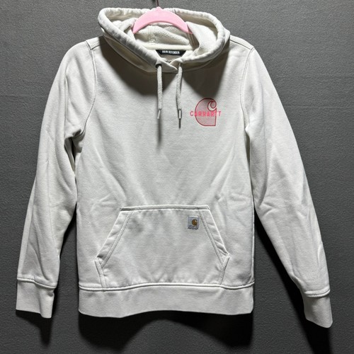 OFF WHITE Carhartt Felpa con Cappuccio Donna XS Rain Defender Relaxed Fit Felpa Logo