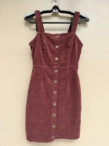 Billabong Brown Maroon Corduroy Tank Dress Sz Small - Picture 1 of 4