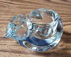 Vintage Clear Indiana Glass Sleeping Cat Votive Tealight Candle Holder