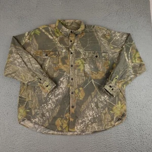 Vintage Mossy Oak Camo Shirt Mens 2XL Green Brown Woodland Long Sleeve Hunting - Picture 1 of 13