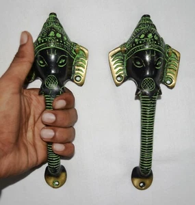 Brass Collection Ganesha Head Crown Shaped Pair Door Handle Handicraft Item A04 - Bild 1 von 6