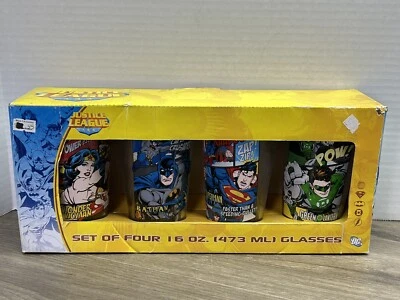 Juego de cuatro vasos de 16 oz DC Comics Collector Superman Batman #66012 Foto 1 de 4