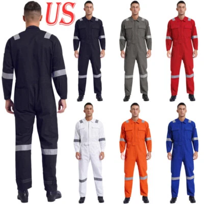 Men's Lightweight Work Coveralls Cotton Safety Mechanics Jumpsuits Workwear - Image 1 of 4