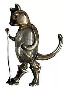 Vintage Norma Sterling Vermeil Lucite Jelly Belly Puss N Boots Cat Brooch- Read - Picture 1 of 10