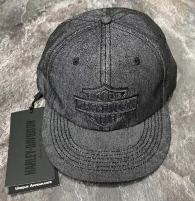 Harley-Davidson Bar & Shield Denim Snapback Hat Cap Denim Black New - Image 1 of 4