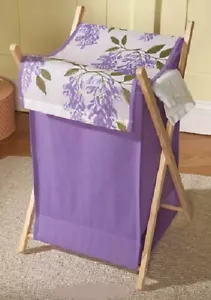 NEW LG WISTERIA LAUNDRY HAMPER 24-1/2" H 14-3/4" SQ WOOD FRAME POLYESTER FABRIC - Picture 1 of 10