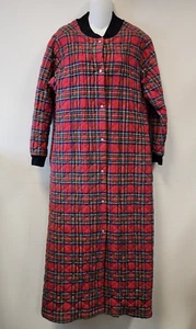 Vintage Orvis Flannel 2pc Nightgown Housecoat Med Red Plaid Long Pockets - Picture 1 of 8