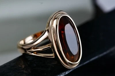 Avon Vintage Oval Citrine Cocktail Ring Size 6 - Image 1 of 4