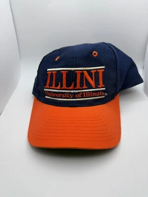 Vintage Illinois Fighting Illini Hat Mens Snapback Blue The Game Split Bars 90s - Image 1 of 4