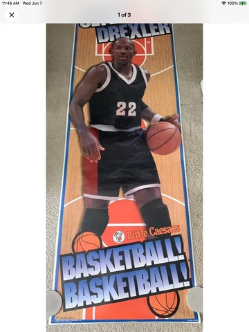 New~Vintage 1996~CLYDE DREXLER~Little Caesars~Trail Blazers~Poster~75" x 26" Cover