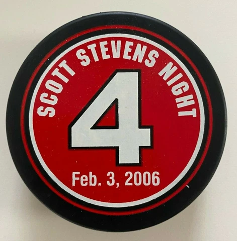 Scott Stevens Jersey Retirement Night Puck NJ Devils 2/3/06 #4 Banner Cover